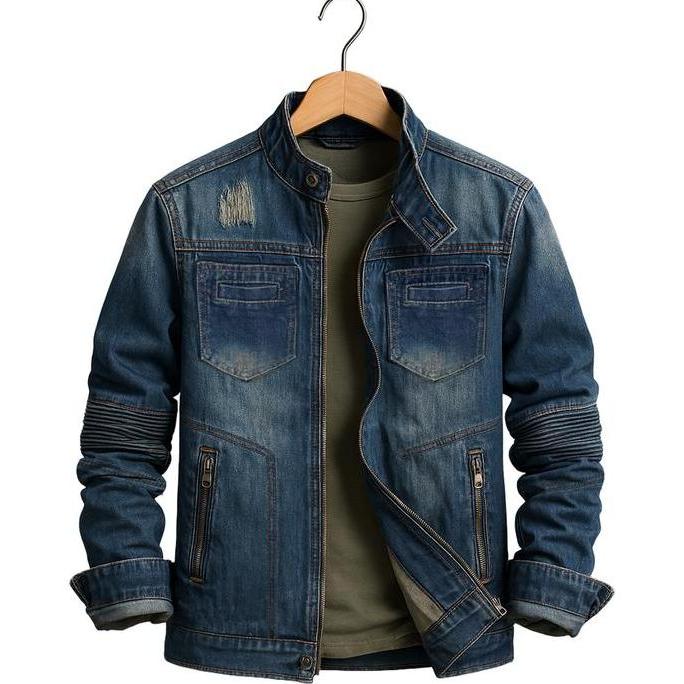 Colzon- Jaket Jeans Biker Denim Pria Nita Terbaru Blazer Keren Distro
