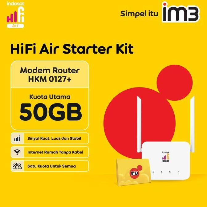 INDOSAT HIFI AIR : MODEM + SIM CARD IM3 HKM 0127+ + IM3 50GB MURAH