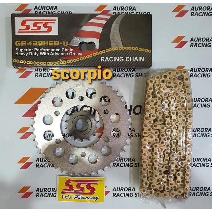 Gear Set SSS 428 Yamaha Scorpio & Rantai SSS 428 HSBT Gold