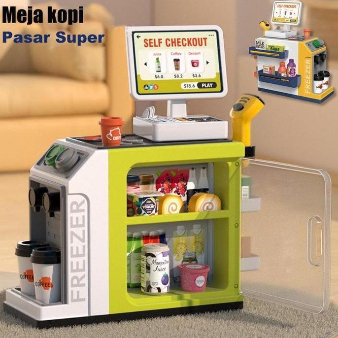 WANGAO Mainan Kasir Anak Set Alat Kasir Mini Supermarket Set Mainan Peran Edukasi Hadiah