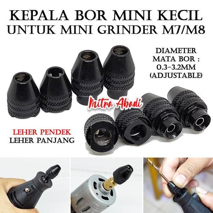Three Jaws Mini Drill Chuck Screw M7 / M8 - Kepala Bor Kecil Mini