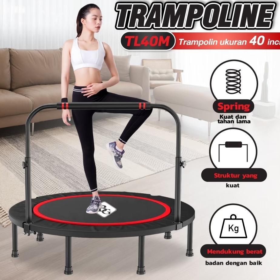 Trampoline Handle Dewasa Alat Olahraga Lompat Trampolin Bermain Anak Indoor Outdoor