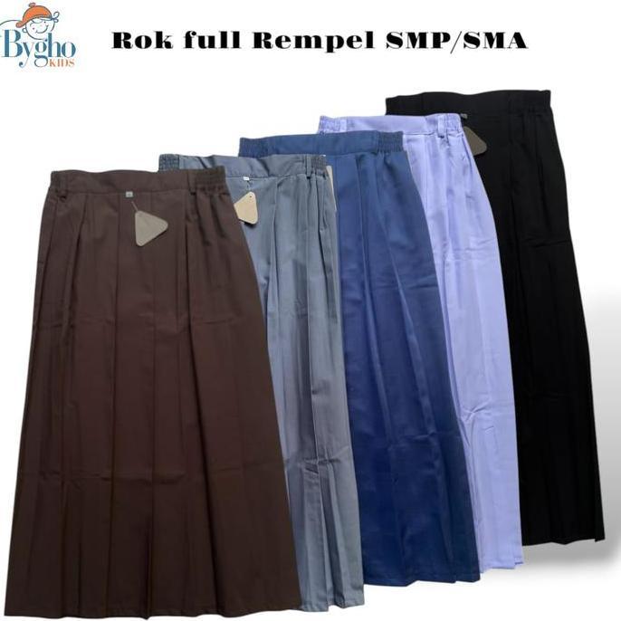 DE194 >> Rok Rempel SMP SMA Seragam Sekolah Rok Lipit Bahan Optima Element Bawawah Rok Anak Perempua