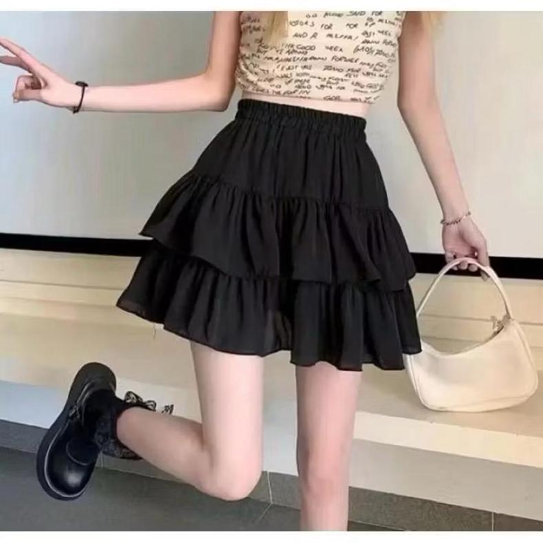 PROMO TERBARU DF - ROK POLLY MINI SKIRT SUSUN PENDEK / ROK WANITA PENDEK