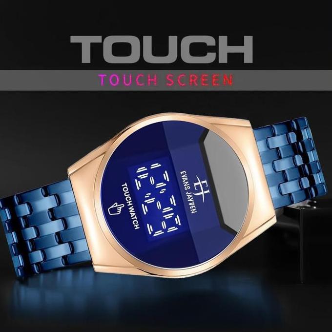 Horfa- Jam Tangan Evans Jayden Jam Tangan Pria 9954 Rantai Stainless Steel Dital Touch Screen Sapphi