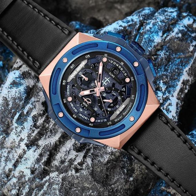 Orologio- Evans Jayden Jam Tangan Pria 9547 Kulit Kaca Sapphire Chronograph Ter Resistant 5Atm