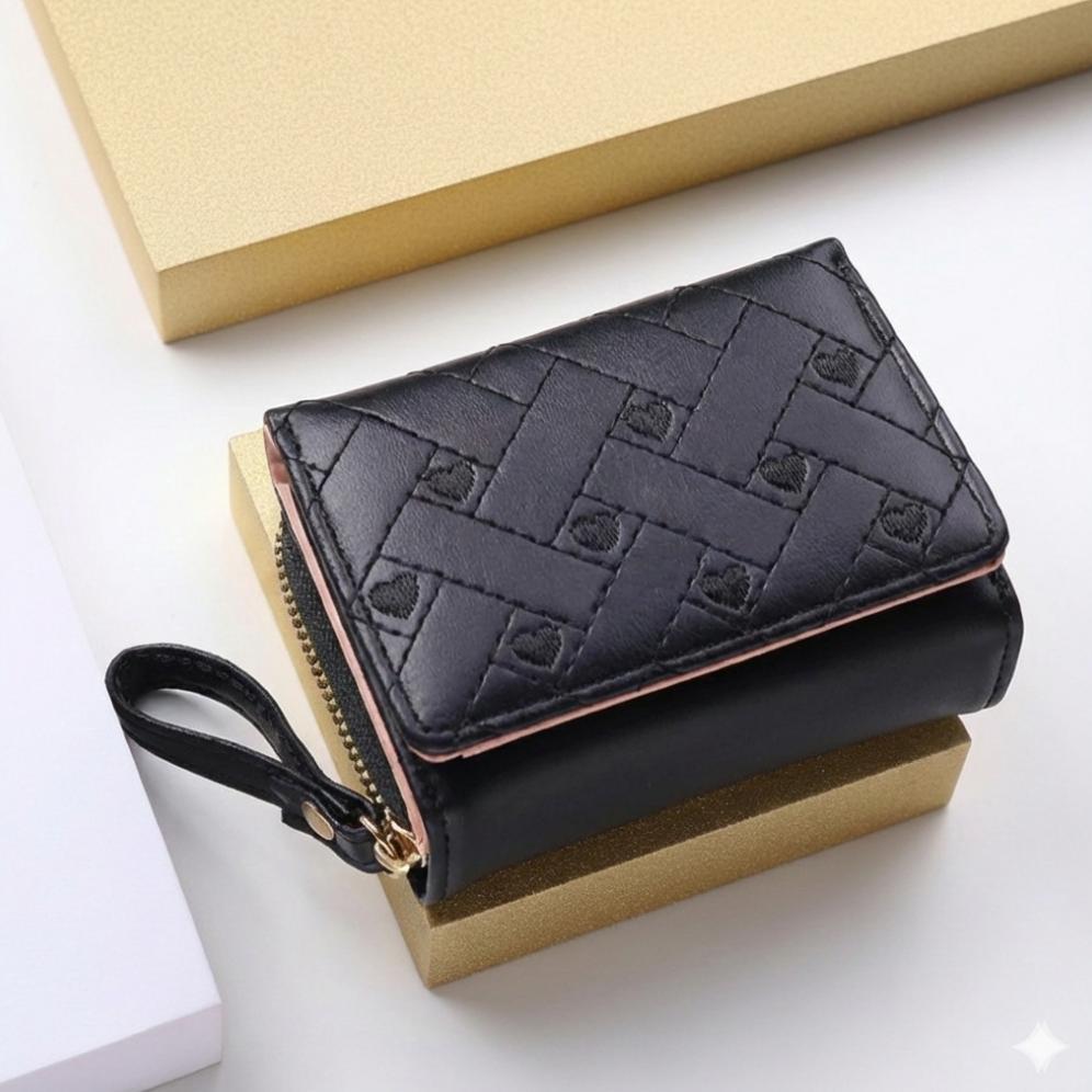 HOT PRODUCT Dompet Mini Wanita Aurora Bordir Lipat Kecil Aesthetic Korea Muat Kartu Uang Koin Dompet