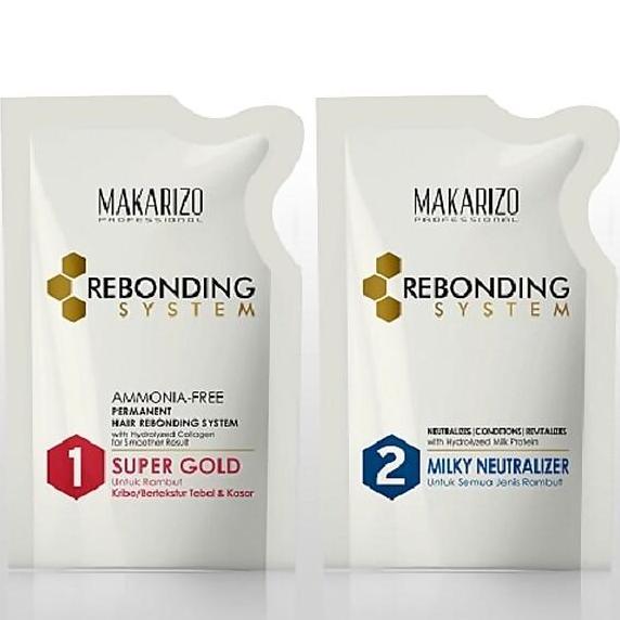 Makarizo Professional Rebonding System Kit (Step 1+Step 2) Super Gold 125 mL