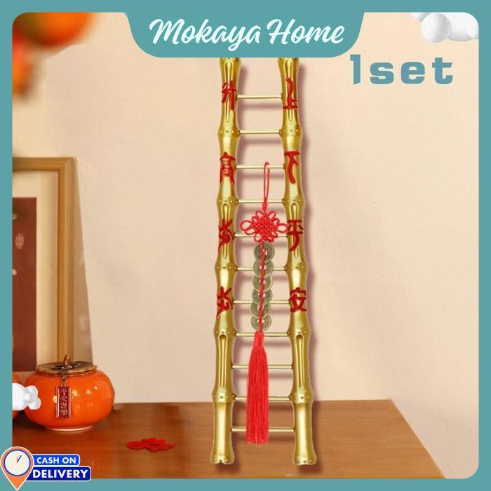 Mokaya Home - Ornamen Imlek Dekorasi Tangga Bambu Yang Lebih Tinggi Dan Lebih Tinggi Hiasan Dekorasi