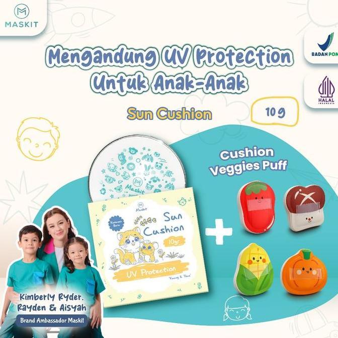 Maskit Kids Limited Edition Veggie Puff Cushion Sun Protect - Bedak Cushion Anak