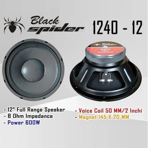 Speaker Black Spider 12" 1240-12 Original 12 inchi VC 2" 600W 8R 1240