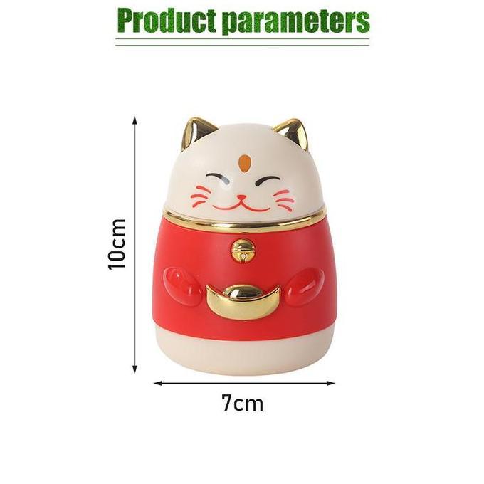 DITSY Tempat Tusuk Gigi Kucing Hoki Maneki Neko Tekan Otomatis Lucky Cat Toothpick Dispenser