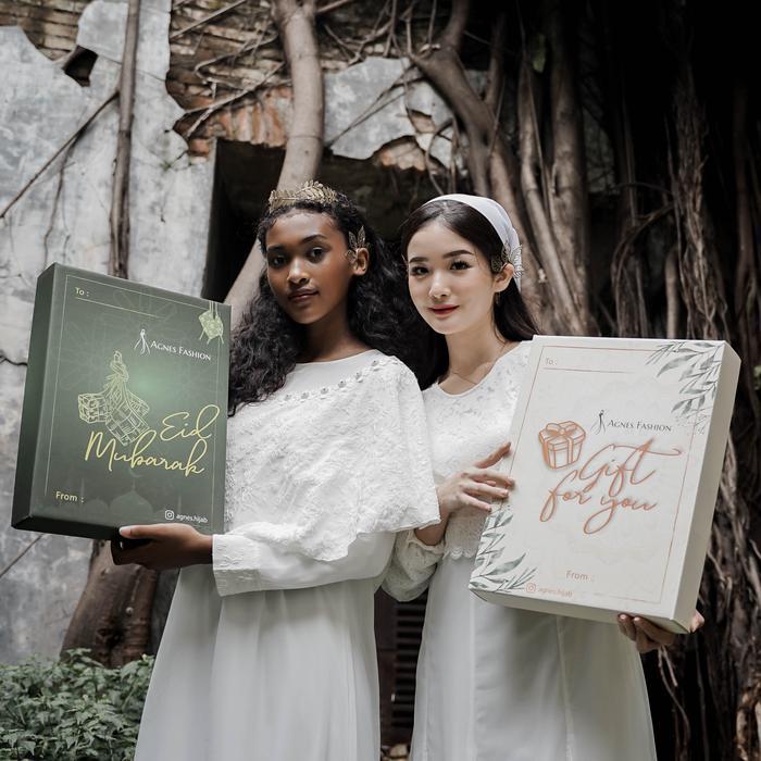 (BOX ONLY) HAMPERS RAMADHAN MUSLIM AGNES HIJAB OFFICIAL SHOP - BOX EID MUBARAK (HIJAU)