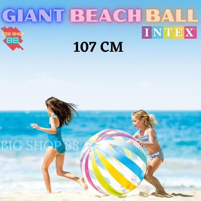 INTEX 59065 Bola Pantai Jumbo 107cm Glossy Colourfull Giant Beach Ball