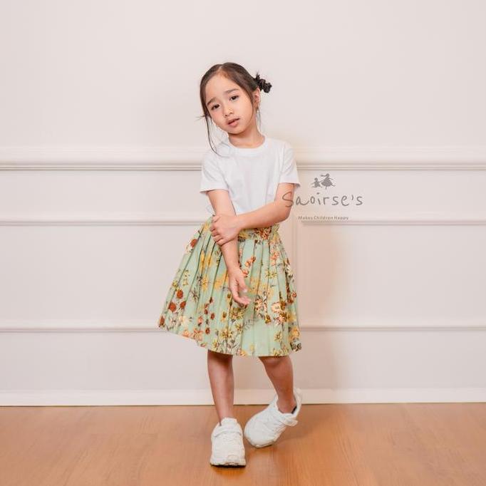 (Best) SAOIRSE'S Rose - Rok Pendek Anak Perempuan 2-9 Tahun Motif Bunga Vintage Korean Pleated Mini 