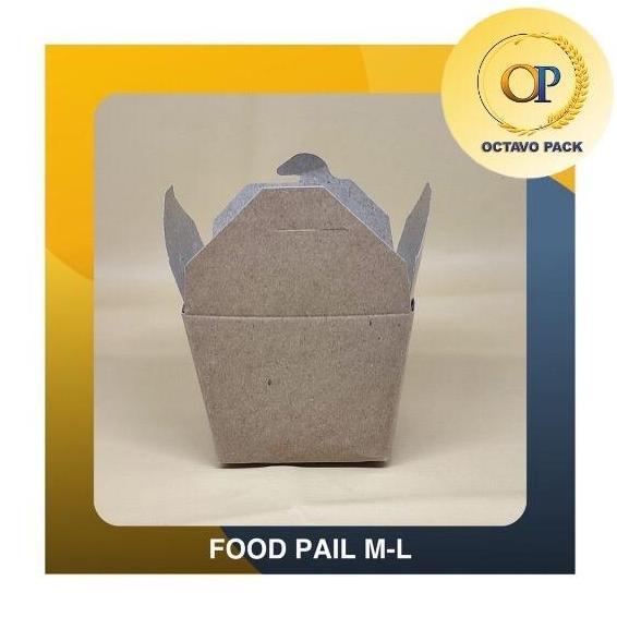 Top- Food Pail Polos / Food Pail Kraft / Food Pail M L / Rice Box / Paper Food Pail (Isi 50 Pcs)