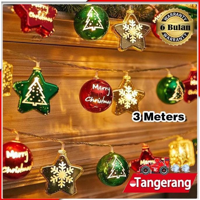 AVG 20pcs Lampu Dekorasi Natal 3 Meter Bola Lampu Pohon Natal Hiasan Lampu Pohon Natal