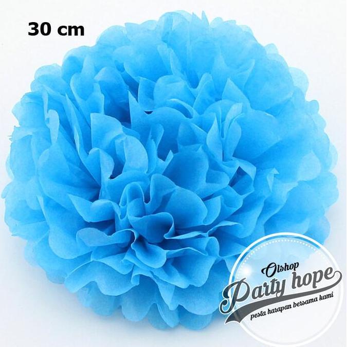 Pilihan - Pompom Kertas Biru Tua / Pompom Kertas 30 Cm / Tissue Paper / Pompom
