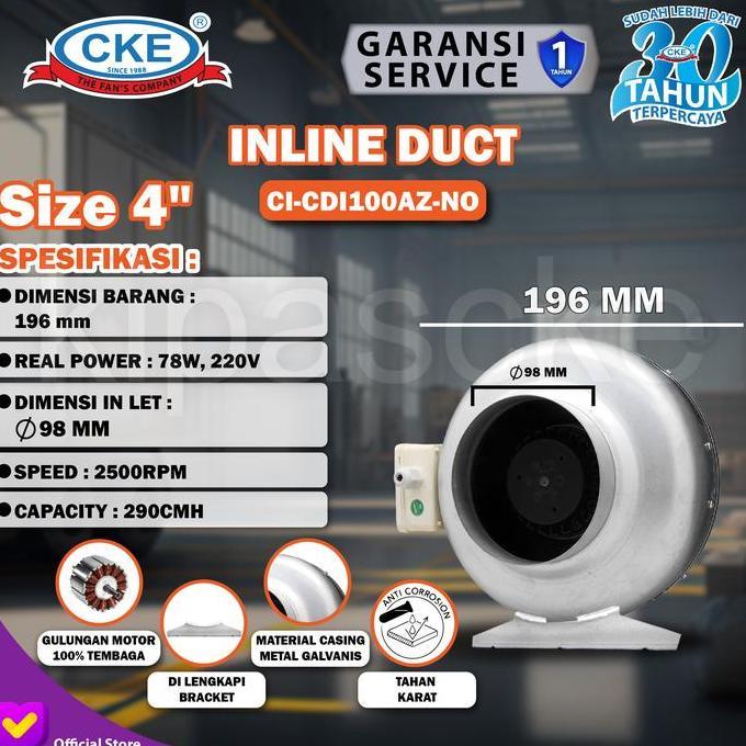 Duct Inline Cke Ci-Cdi100 4 Inch Inline Fan Duct Fan Blower Hisap