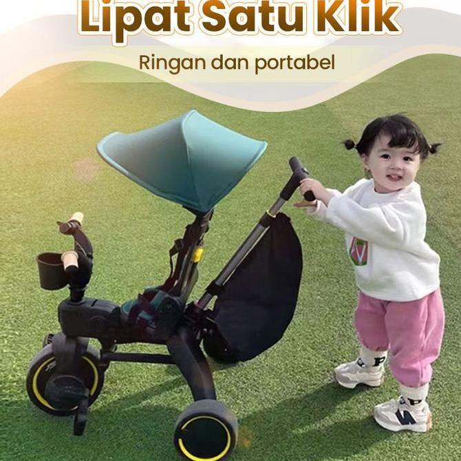 VINAFANG Sepeda Anak Roda 3 Travelling Tricycle Multifungsi Bisa Putar Dan Berbaring - New Design Do