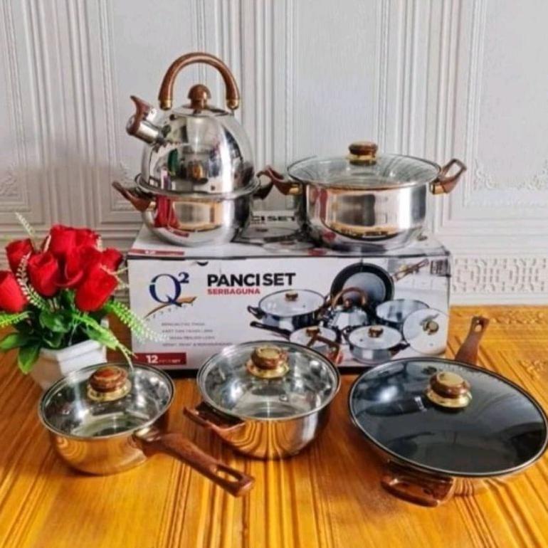 Panci Set Serbaguna Q2-8212 Stainless Steel