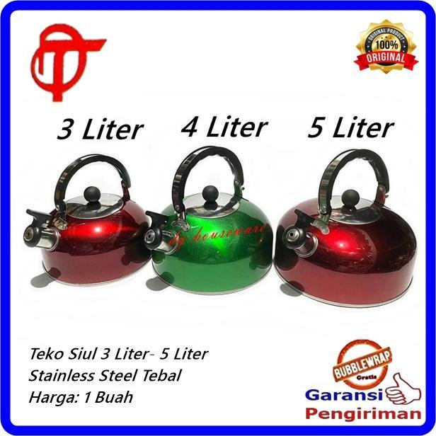 Teko Siul Stainless Steel 5 Liter 4Liter 3 Liter Teko Bunyi Stainlis Warna Warni ( Harga 1 Buah )