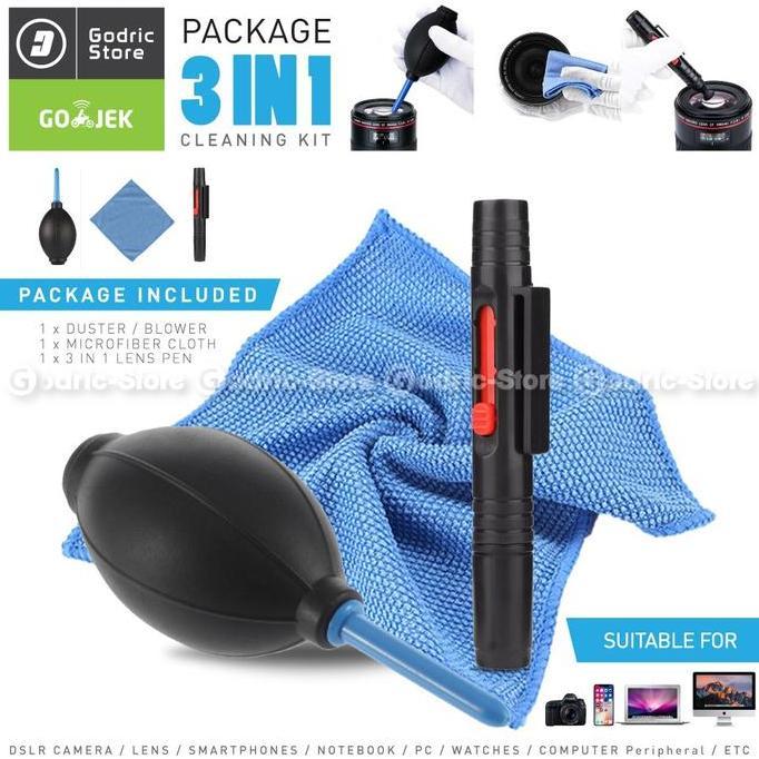 Cleaning Kit 3 in 1 Lensa Kamera Pembersih Monitor LCD HP Laptop Air Blower + Lens Pen + Micro Fiber