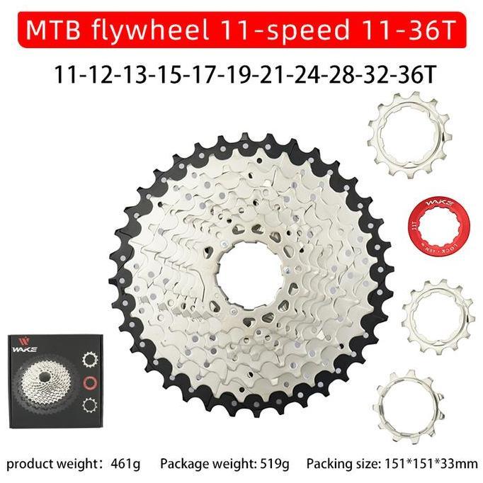 WAKE SPROCKET 11 SPEED 11 - 36T SILVER GEAR CASSETTE SELI MTB