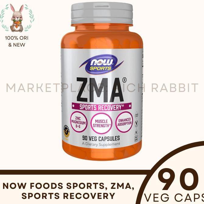 Now Foods Food Sports Sport ZMA Zinc Magnesium B6 Recovery Suplemen Olah Raga Rich Rabbit 100% ORI U