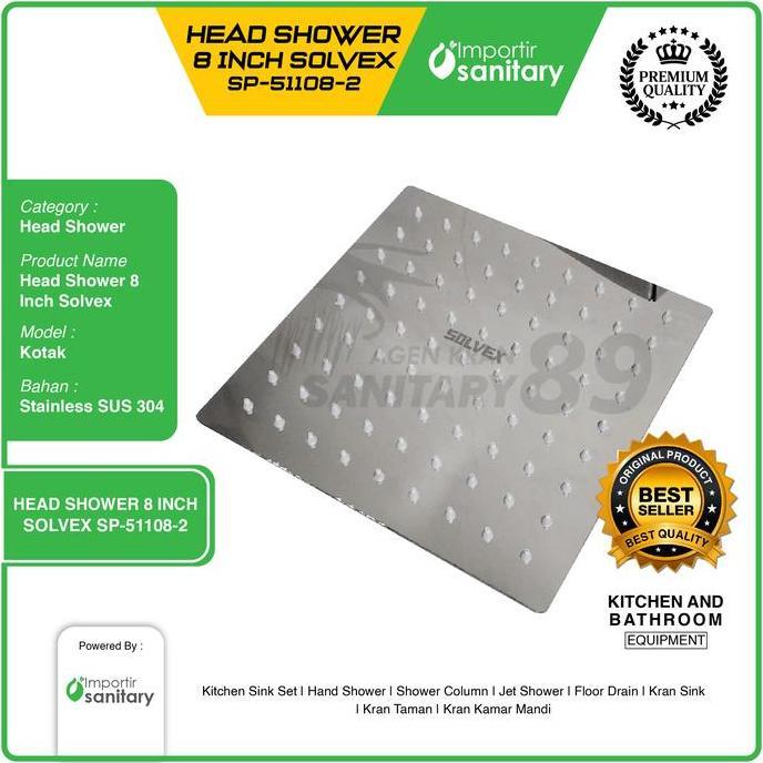 Wall Shower 8 Inch Tiang 30 Cm Stainless/Wall Shower Solvex/Wall Shower Stainless Sus 304
