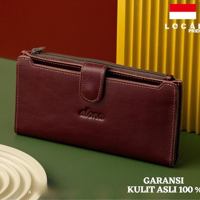 Dompet Kulit Asli Panjang Lipat Kartu Uang Branded Original Premium Evelyn