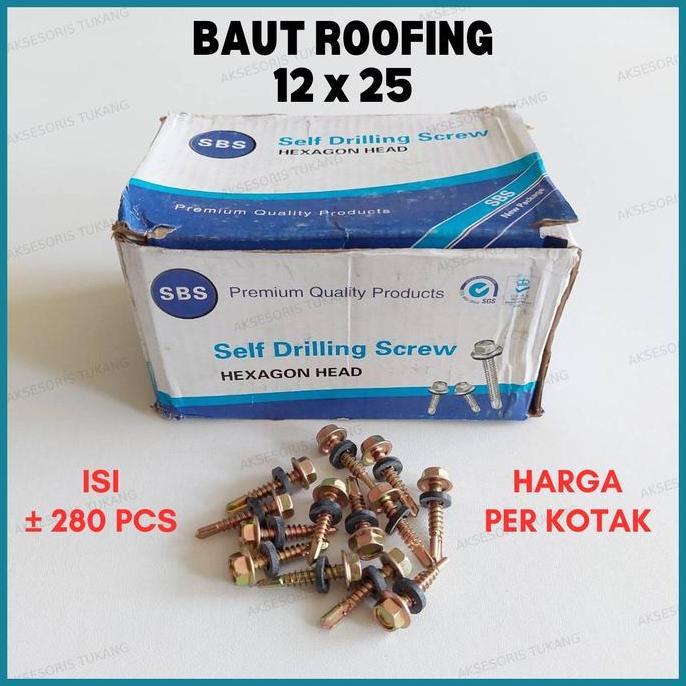 Baut Rangka Baja Ringan 12x25 Per Kotak Skrup Roofing SDS 12 x 25 mm