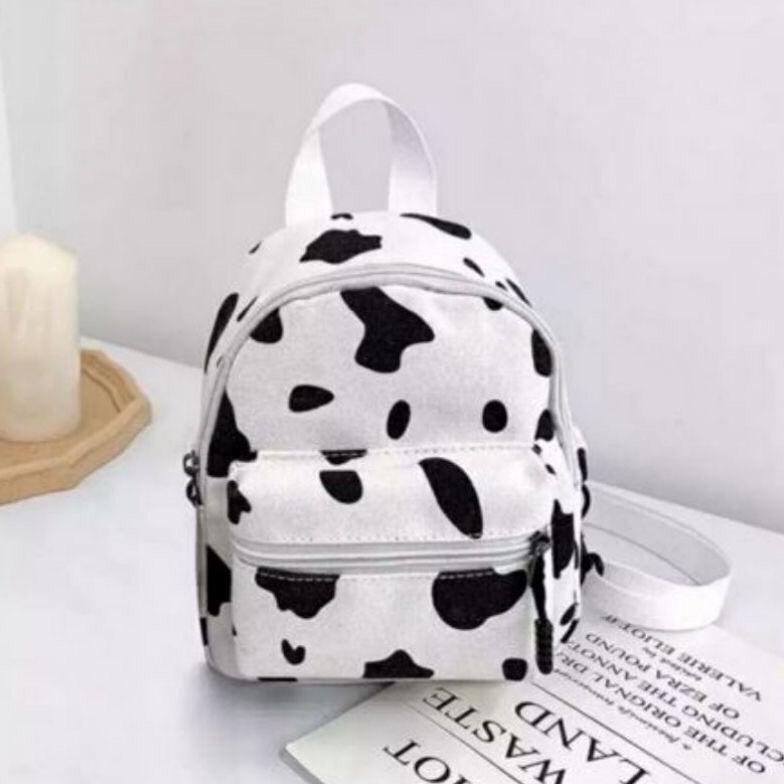 Tas Ransel wanita mini motif sapi kekinian