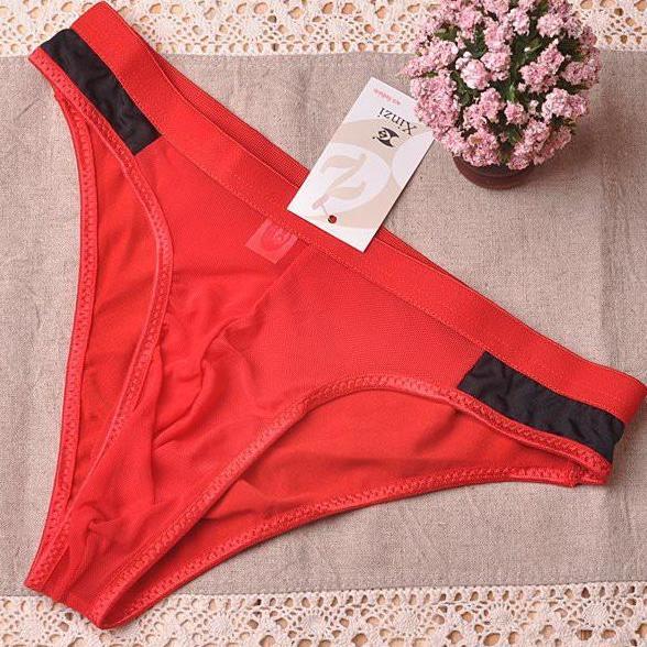 Croco- Celana Dalam Pria Low Ist Sexy G String Bulge Pakaian Dalam Cowok 4Y037 Lembut Merah