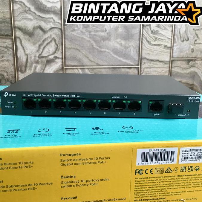 TP-Link LS1210GP 10-Port Gigabit Desktop Hub Switch 8 Port PoE+