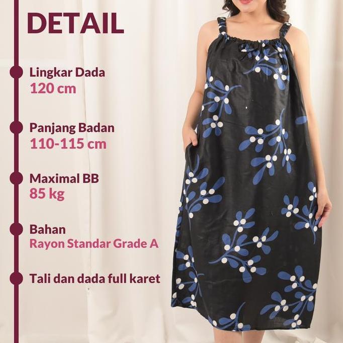 Daster Yukensi Jumbo LD 120 Daster Mama Muda Tanpa Lengan Rayon Bali Tali dan Dada Full Karet
