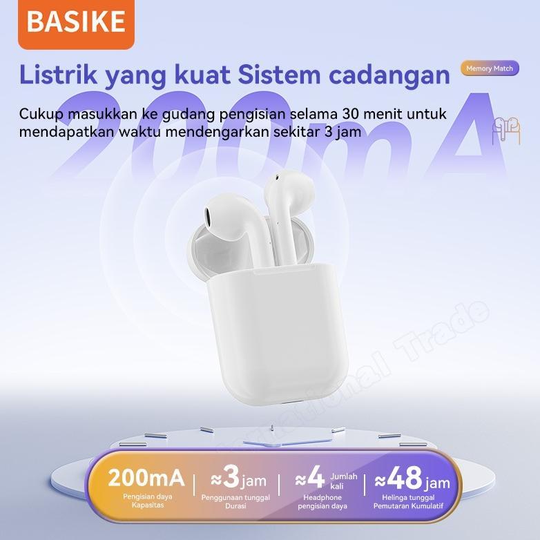 TERBARU BASIKE Headset TWS Bluetooth 5.0 TW90 Bass Kuat Panggilan Noise Reduction Kasus Pengisian Se