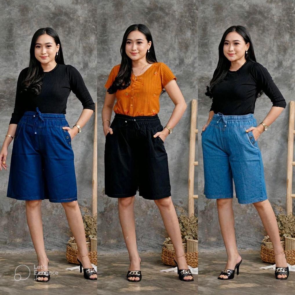Celana Pendek Santai Wanita Dewasa Jeans Original