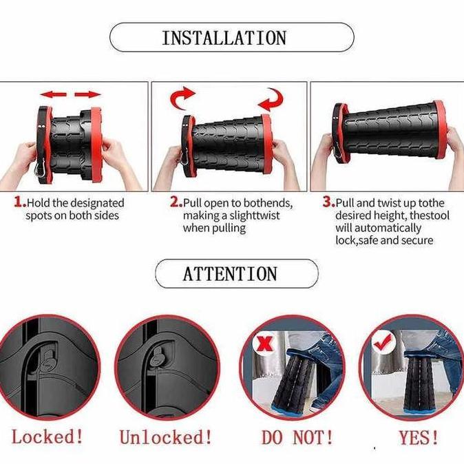 Toko Sanuri - Kursi Lipat Plastik Teleskopik Portable Chair Kuat Kursi Lipat Portable Kursi Teleskop