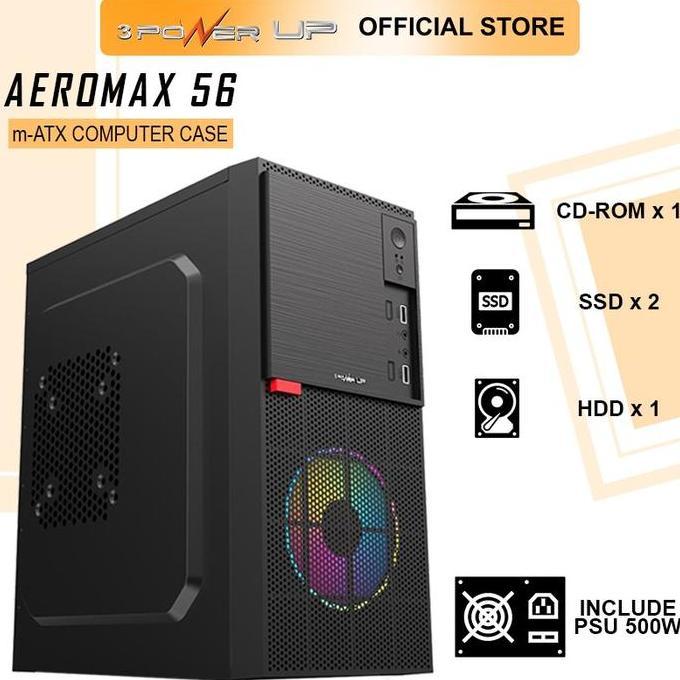 Acc- Casing Pc 3 Power Up Aeromax Am-560 With Psu 500W M-Atx Case