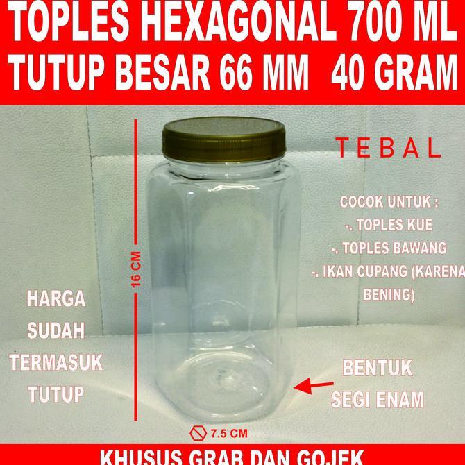 Allthebest- Is 70 Pcs Toples Cupang 700 ml 500 ml Tebal - Toples Plastik Segi Enam 700 ml Hexagonal