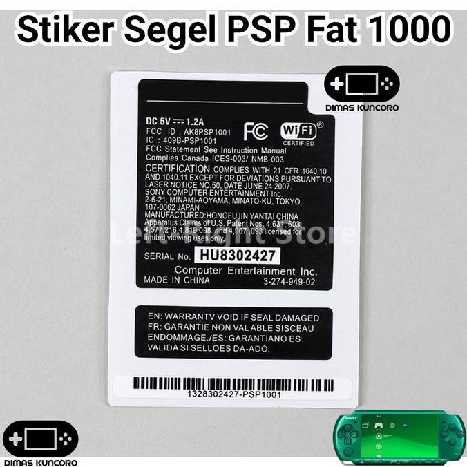 Stiker Segel PSP Slim Fat sticker baterai battery void psp slim fat 1000 2000 3000