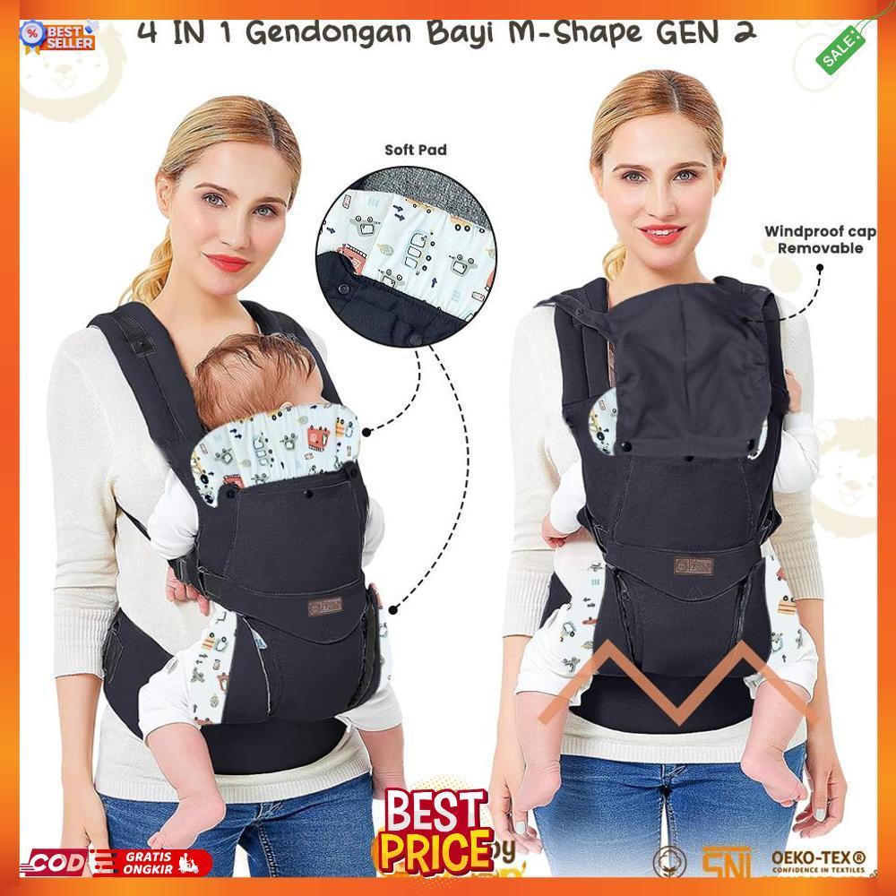 NEW BABY LEON SSC Gendongan Bayi 4 in 1 M-Shape GEN 2 Ergonomis Gendongan Multifungsi GB-M122 IndoUl