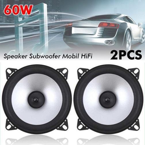Speaker Subwoofer Mobil LaBo HiFi 4 Inch 60W Isi 2 PCS Auto Audio Musik Stereo Sound System Full Bas