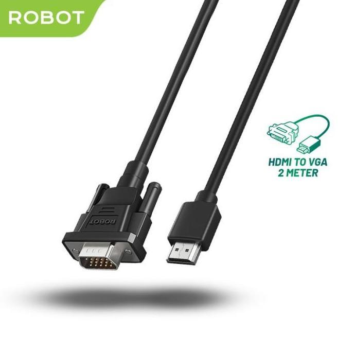 Kabel HDMI to VGA Robot RHVC02 2m 2 meter Male Cable Full HD FHD 1080P