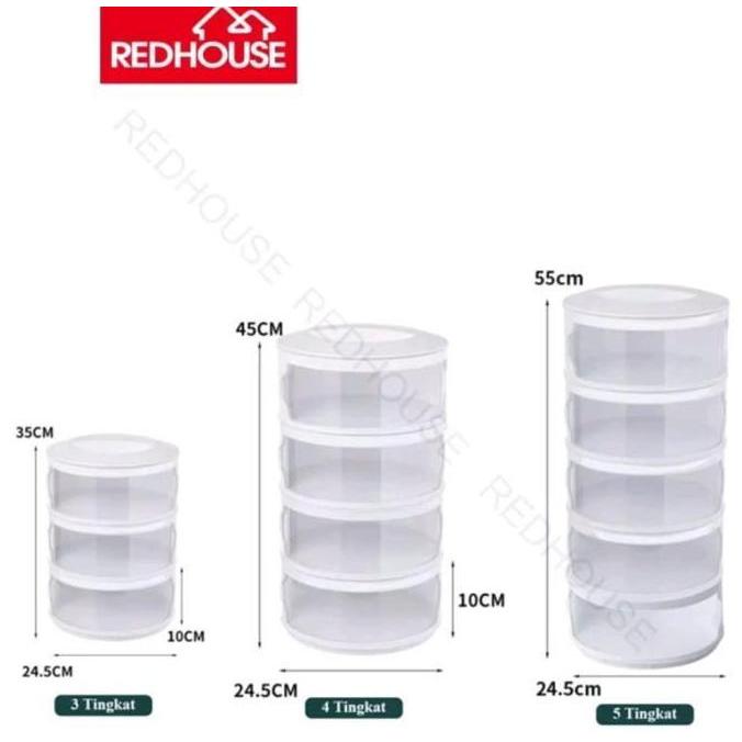 Rak Tudung Saji Makanan Lauk Tingkat 4 Susun Tudung Penutup Lauk REDHOUSE