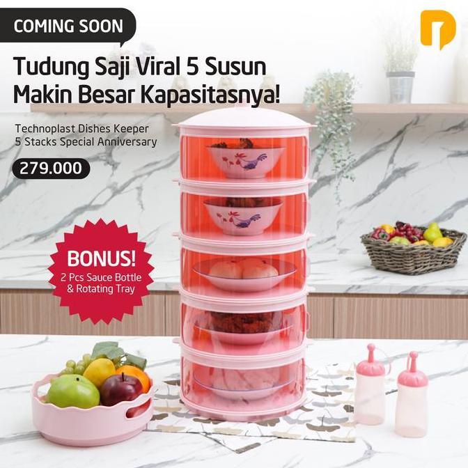 Dishes Keeper Set 5 Stacks Tudung Saji Susun Tingkat 5 Technoplast
