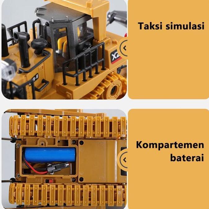 Mainan Bulldozer Remote Control Bulldozer RC Mainan Mobil Kontruksi Front Loader Lampu +Suara Mainan