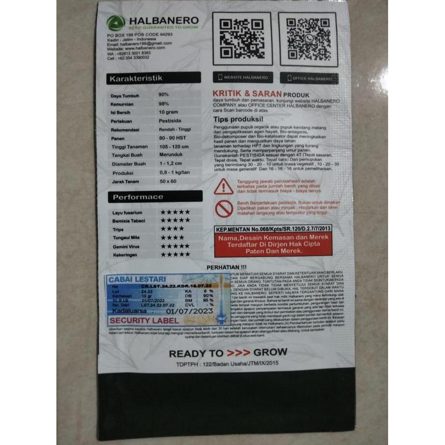 Benih Cabe Merah Keriting NERO TAVI 15 Gram (3000 biji) - Bibit Cabai NERO TAVI - Cmk Cabai NERO TAV