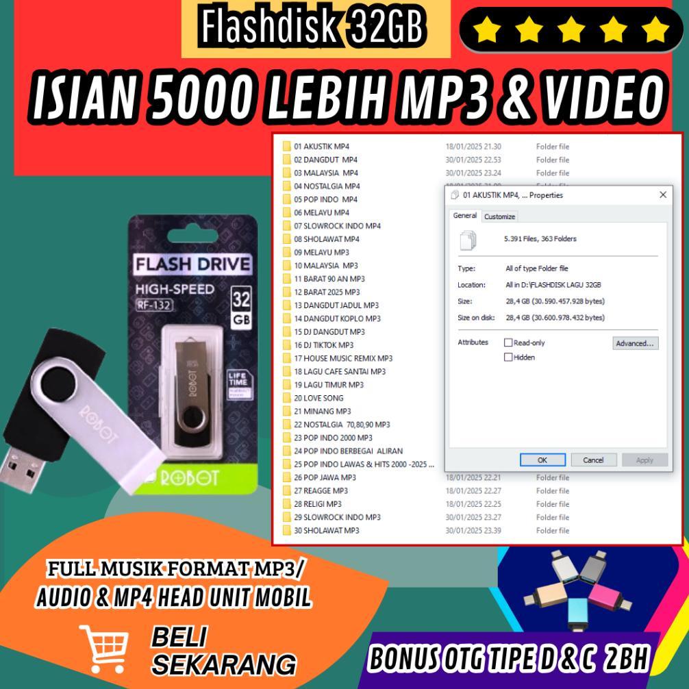 FLASHDISK LAGU MP3 DAN VIDEO MP4 ROBOT UNTUK SPEAKER MOBIL